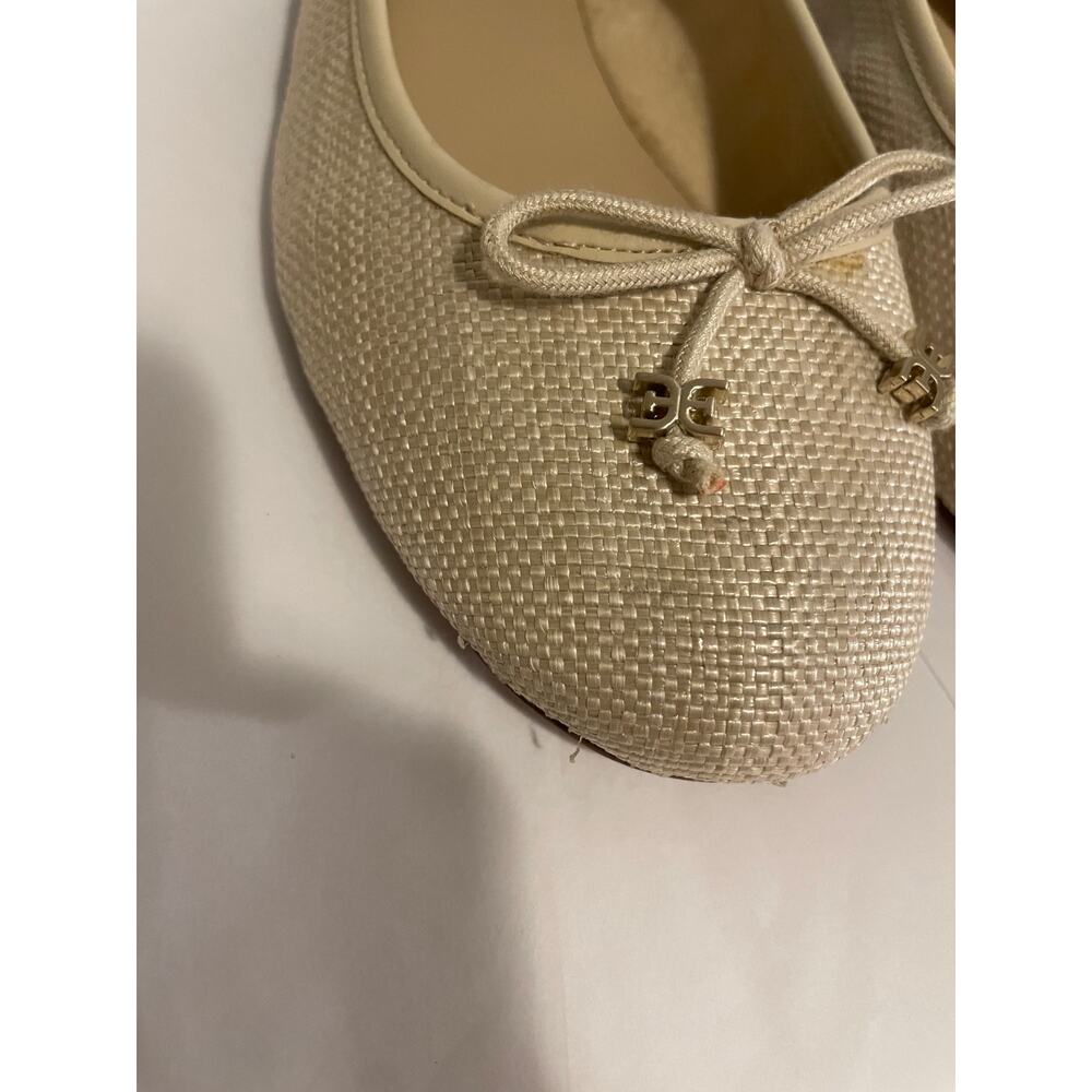Sam Edelman Felicia Luxe Rattan Ballet Flats bow tan natural logo leather 9 - Picture 5 of 7